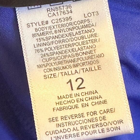 CARMEN MARC VALVO Bright Blue One Piece Swimsuit Deep V Ruched Slimming 12 - Picture 10 of 10